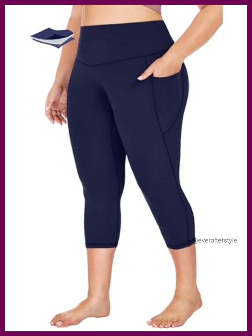 Women's Plus Size Capri Leggings with Pockets Tummy Control High Waisted